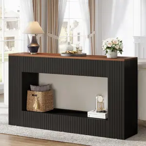 LITTLE TREE Modern Console Table, 55-Inch Wood Entryway Table with Storage, Narrow Long Sofa Table Behind Couch Table for Living Room, Foyer, Hallway