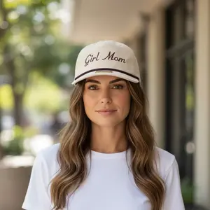 Girl Mom Beige Rope Cap - Embroidered Hat