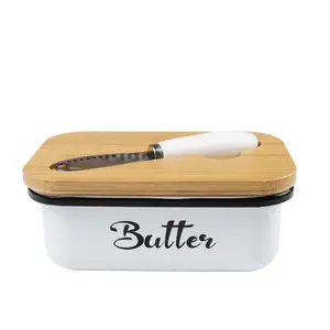 Luxury Large Iron Butter Dish with Lid - Ceramic Countertop Keeper with Knife Easy-Clean Design High-Quality Silicone Sealing - Perfect Kitchen Gift for Butter Lovers