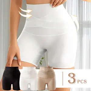 QUASTI Women's 3 Pack Super High Waist Cross Skin-Friendly Shaping Leggings Shorts, Smooth Cross Minimalist Elegant Pants Safety Shorts Panties, Summer Cool Slim Fit Hip Lifting Elegant Comfortable Underwear, S-XXL