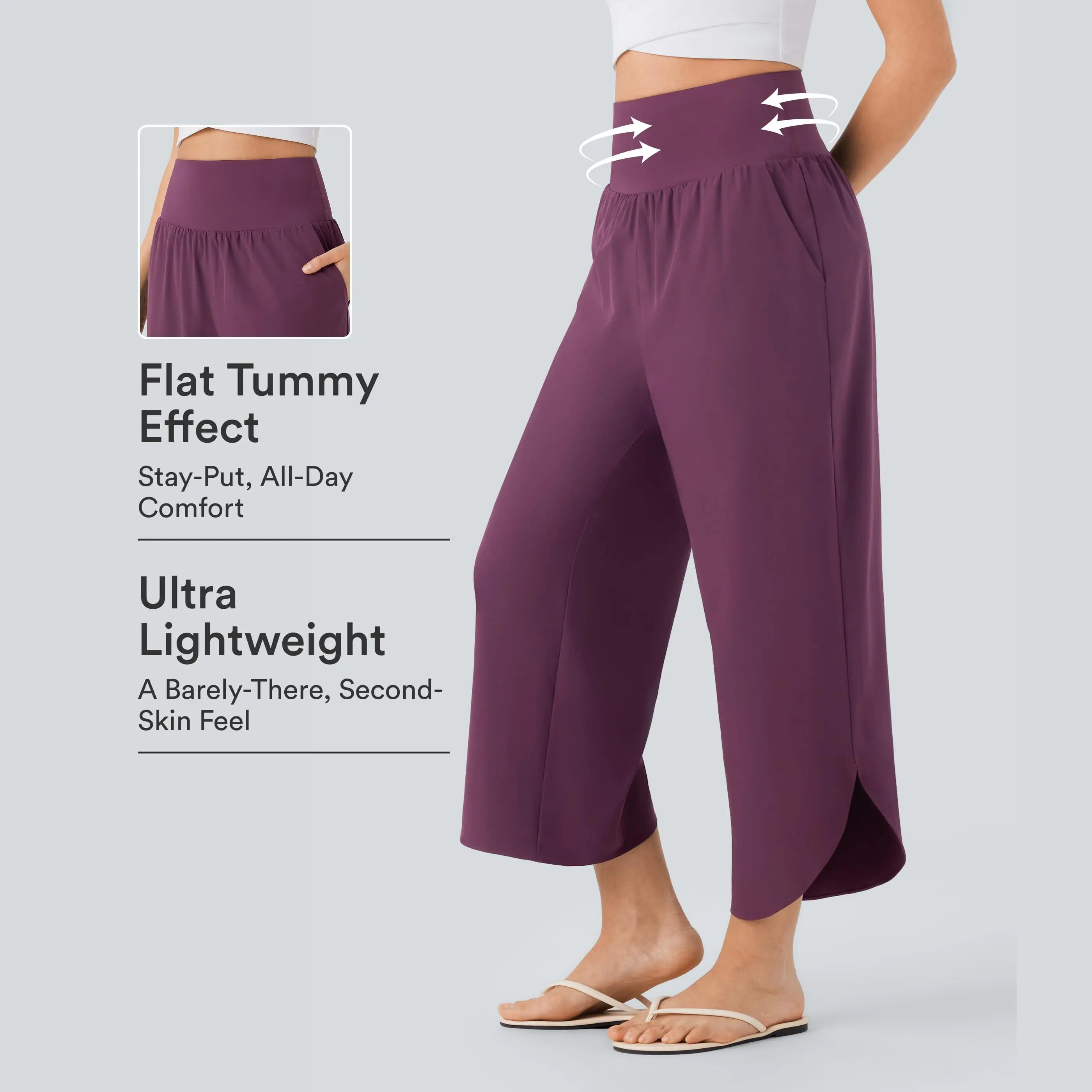 Halara Breezeful High Waisted Tummy Control Split Hem Quick Dry Resort Pants with Pockets