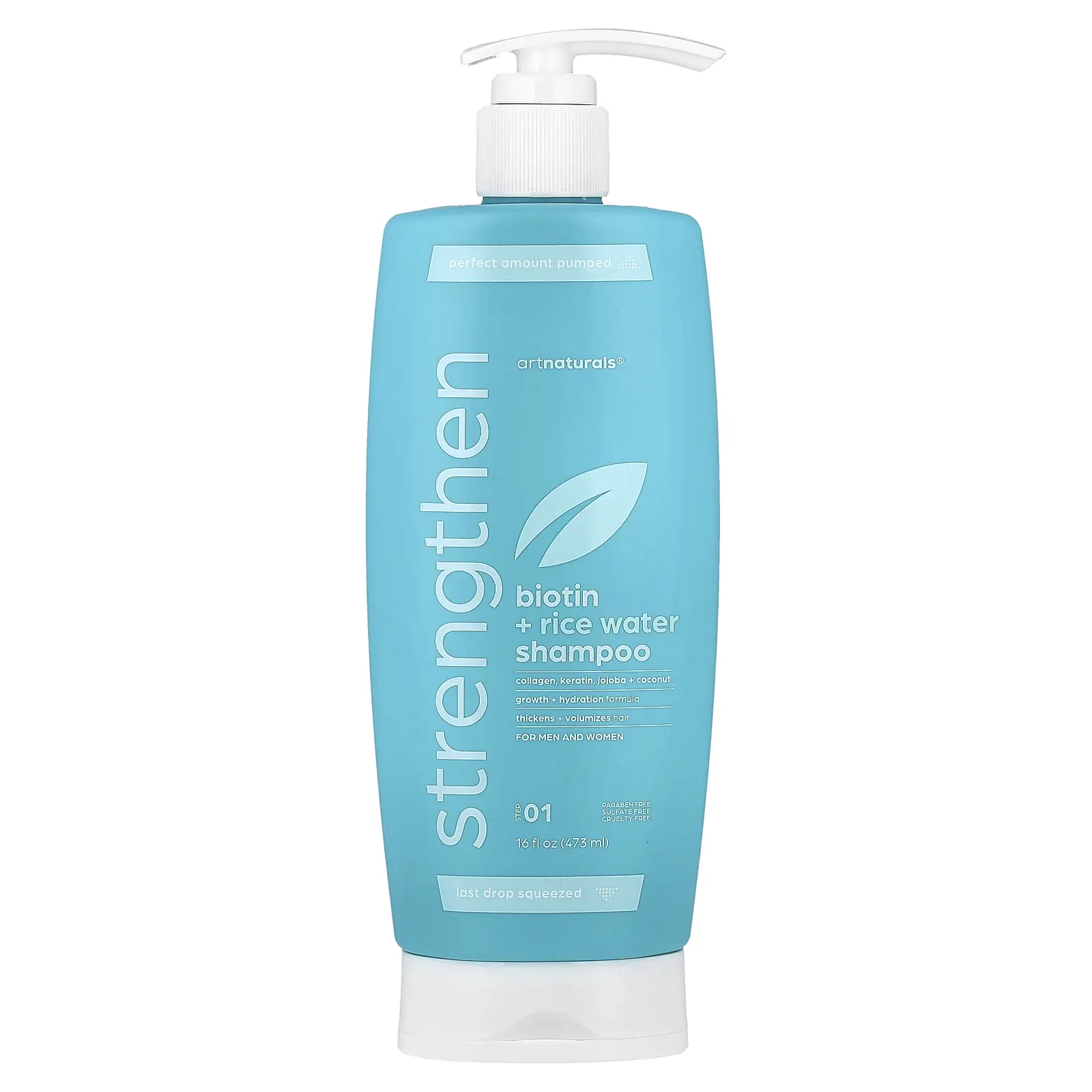 artnaturals Biotin + Rice Water Strengthen Shampoo, For Men and Women, Step 01, 16 fl oz (473 ml)