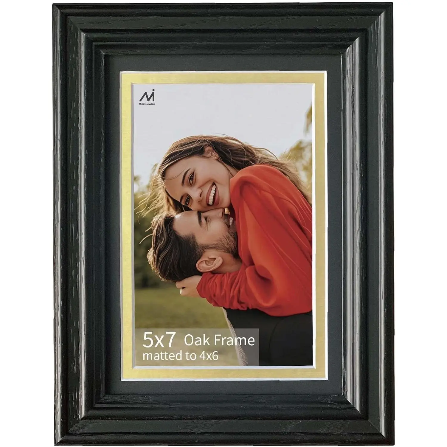 5x7 Picture Frame for Wall or Tabletop Oak , 4x6 Picture Frame with Mat,5x7  Photo Frame with Real HD Tempered Glass,Ideal for Home Decor, Art Gallery,Black, 1 Pack
