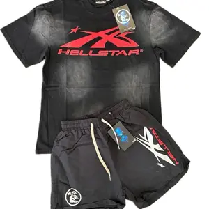 VIRAL Black Streetwear Tee + Mesh Shorts Set
