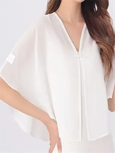 Spring Summer Thin Shawl Jacket for Women, Casual Outerwear Cardigan Cape, Solid Pattern, Perfect Match for Tank Tops