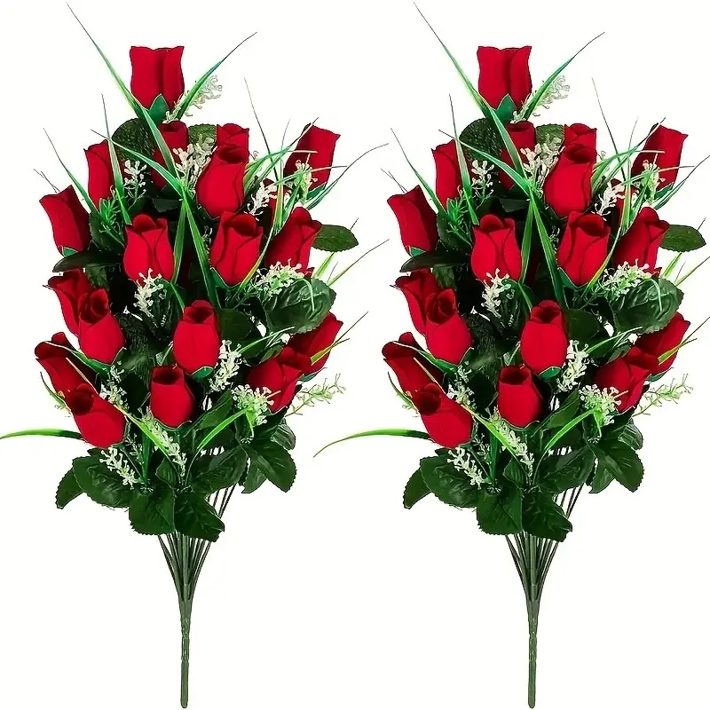 2-Pack Artificial Cemetery Flower Bouquets, Decorative Funeral Flowers for Graveyard Decoration, Outdoor Tombstone Placement, Suitable for Grave Vases, Plastic Flower Decoration