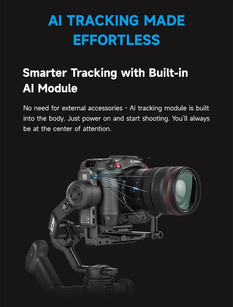 FeiyuTech SCORP 3 Gimbal Stabilizer with AI Tracking, 3-Axis Handheld Stabilizer for Sony Canon DSLR, 3.5kg/7.72lbs Payload, Detachable Wireless Remote Control Handle for Solo Filmmaking