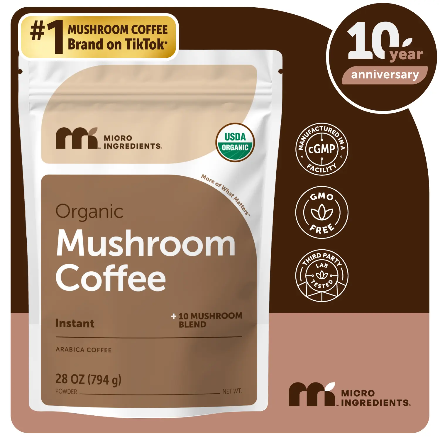 Micro Ingredients Organic Instant 10 in 1 Mushroom Coffee Powder Micro Ingredients Organic Instant 10 in 1 Mushroom Coffee Powder