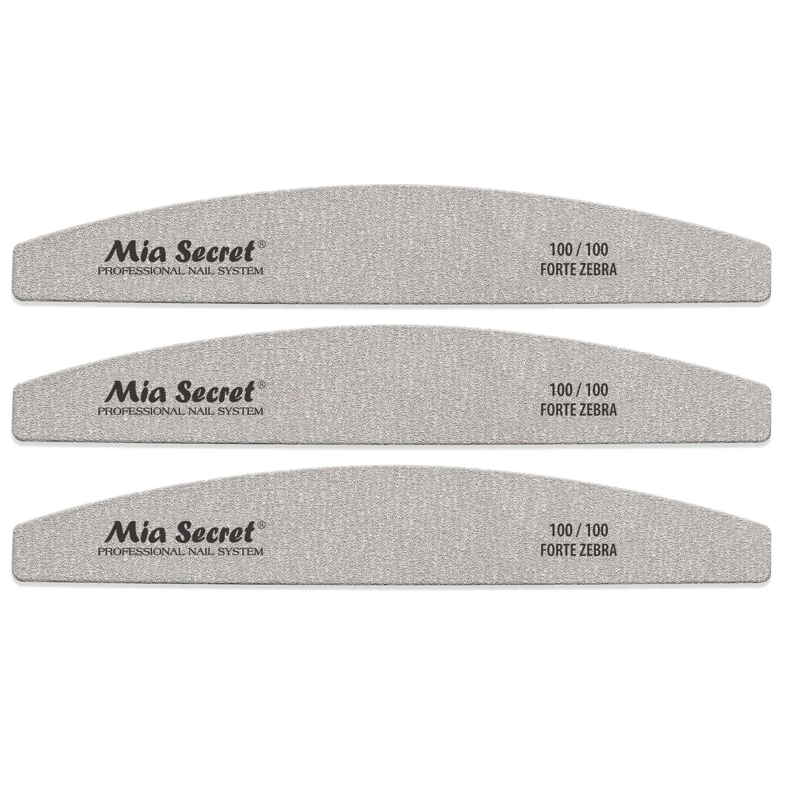 Mia Secret Forte Zebra Halfmoon Nail File, 100/100 Grit Dual-Sided Professional Manicure and Nail Art Tool for Salon Shaping and Smoothing, Nail Art Manicure