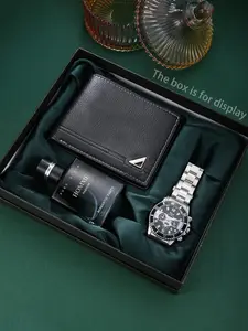 Men's Business Fashion Watch & Wallet & Perfume Set with Box, Trendy Watch Set for Men, Ideal Gift, Modern Fashionable Wristwatch