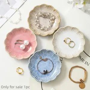 Ceramic Jewelry Tray, Decorative Display Stand for Rings/earrings/bangles, Earring Holder Organizer, 11cm Elegant Gift Box, Perfect for Women's Birthdays/holidays, Home Organizer Storage