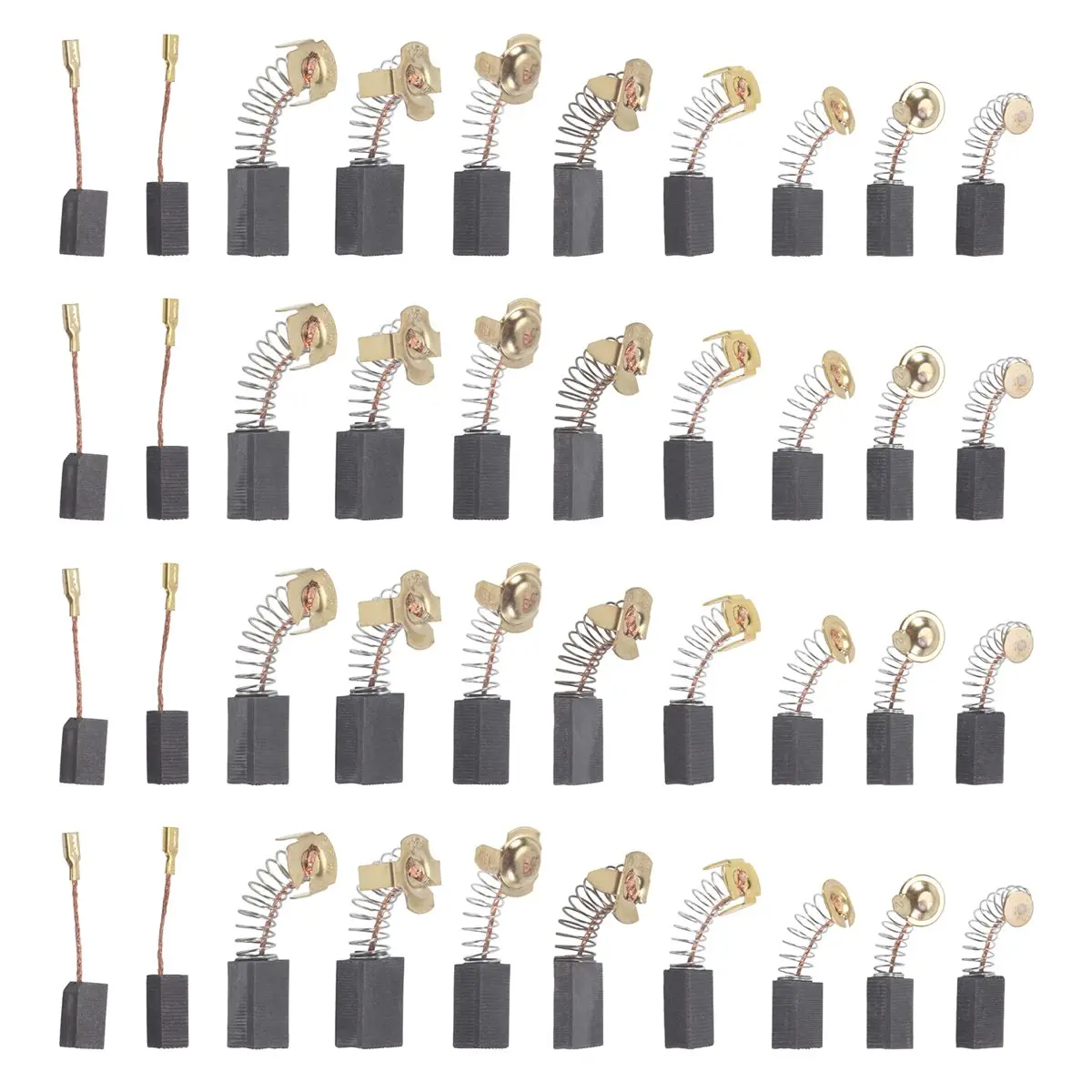 Electric Motor Carbon Brushes Set - 40 Pack Replacement Repair Kit with 10 Sizes, Suitable for Repair Power Tools Part