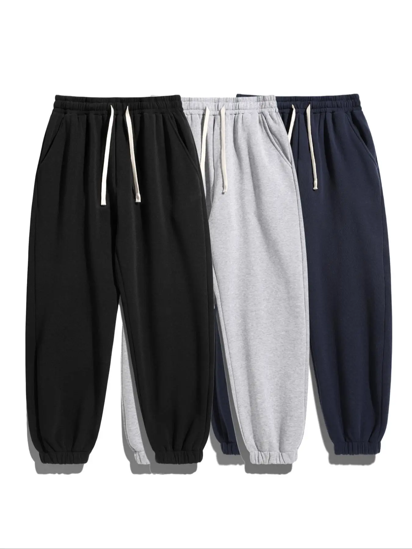 Men's Solid Color Drawstring Waist Sweatpants, Casual Comfy Loose Fit Pocket Jogger Pants for Daily Wear, Men's Trousers for All Seasons