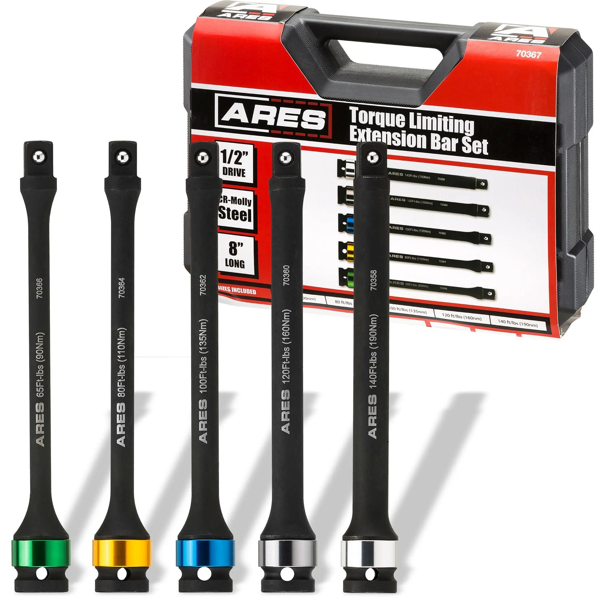 ARES 70366 Steel Torque Limiting Extension Bar - 1/2 Inch Drive, 8 Inch, 65 Ft/Lb, for Mechanics, Workshop Car Repair & Assembly/Disassembly Tools