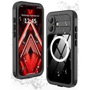 Magnetic for iPhone 17 Case-Waterproof, Built-in Screen & Camera Protector-IP68 Underwater Full Body 16FT Military Dropproof Shockproof Case for 17 6.3''- Black