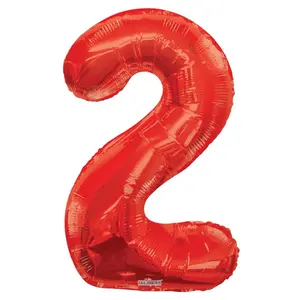 Number 2 Red Foil Balloon 34" in each. 15922-34