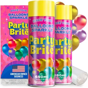 [2-Pack] XL Party Brite Balloon Shine Spray - Instant, Long-Lasting Gloss for Latex Balloons - Dropcloth Included, No-Wipe, Mess-Free, Water-Resistant, -Based Aerosol for Stunning Party Decor