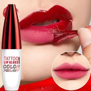 4-Color Tattoo Lip Gloss Color Peel-Off,Long-lasting Moisturizing Hydrating Lipstick for Normal Skin Radiant Finish 50g Super Makeup - Glossy