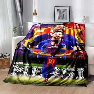 Leo Messi Blanket NO.10 Football Blanket Football Fans Gifts Soft Flannel Blanket  Suitable For Sofa Beds Living Rooms Suitable For Children And Adults Birthday Gifts Holiday Party Home Decoration Halloween Blanket Christmas Blanket