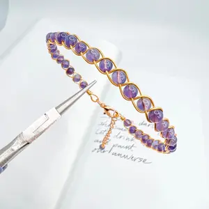 Braided Gemstone Bracelets wire wrapped Crystal