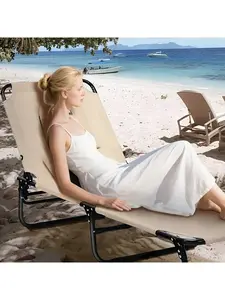 Comfortable Beach Lounge Chair - Adjustable Positioning for Relaxation & Sunbathing - Ideal for Outdoor Use