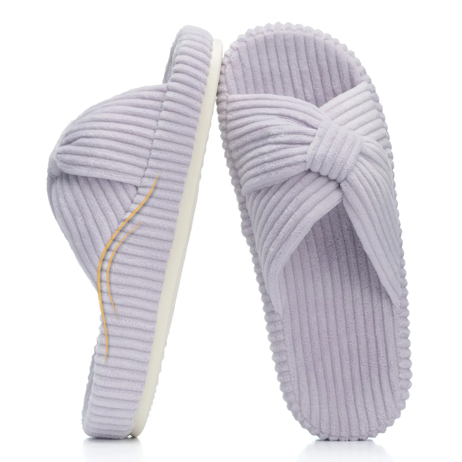 Chantomoo Corduroy Bow Slippers for Women Orthopedic Arch Support Memory Foam Cozy Gift