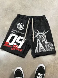 Men's Loose-Fit Drawstring Waist Shorts, Stylish Letter Print, Comfortable Summer Sportswear, Perfect for Casual Outdoors, Streetwear Sports Shorts, Graphic Print Shorts