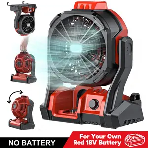 18V Jobsite Fan with LED Light, for Milwaukee M18 Battery, 3-Speed Portable Cooling Fan with Hook for Camping Workshop Construction, Bare Tool Only