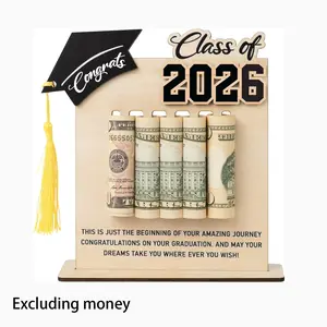 2026 Graduation Wooden Desktop Decorative Money Clip, Graduation Gift Wooden Wallet Frame, Elegant Desk Ornament Gift for Graduates, Decoration, Party Decoration Supplies, Grad Party Favor