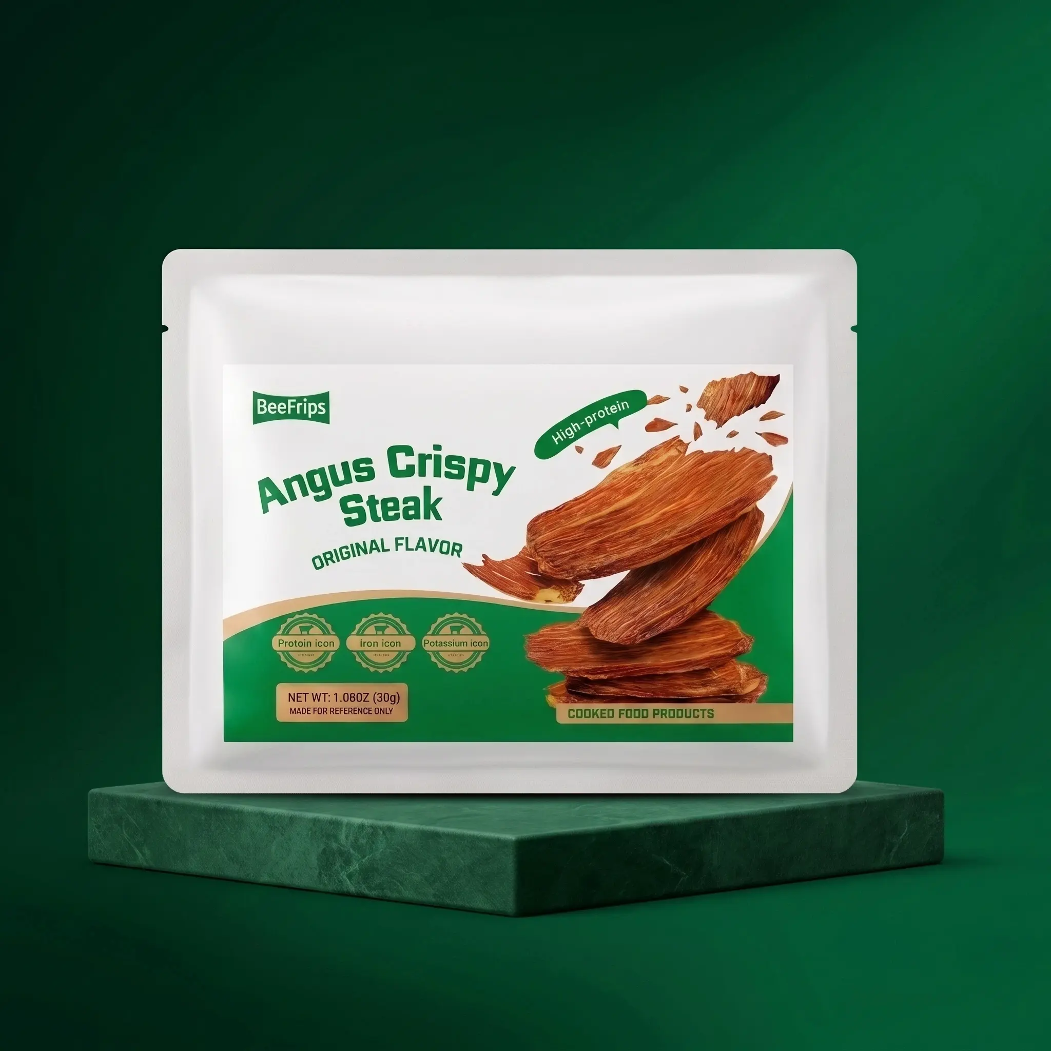 Beefrips Angus Pure Beef Jerky Crisps - Dried Snack Beef, Crispy Chips, Original/Cumin/Spicy Flavors, 54.5g Protein per 100g, Halal, Single Serve, Room Temp, Clean Ingredients, 0 Additives, Keto & Carnivore Friendly, High Protein Gym Snack