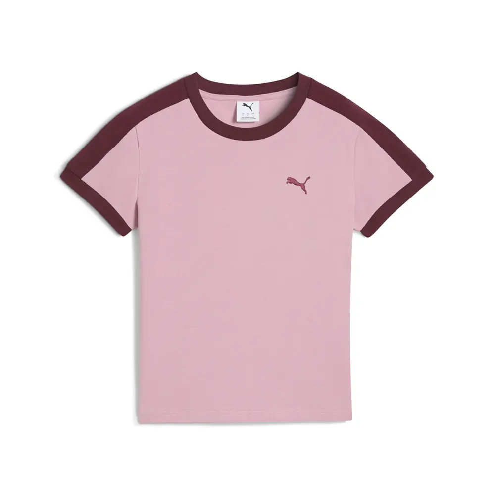 PUMA Womens T7 Slim Crew Neck Short Sleeve Casual Tops Casual - Pink