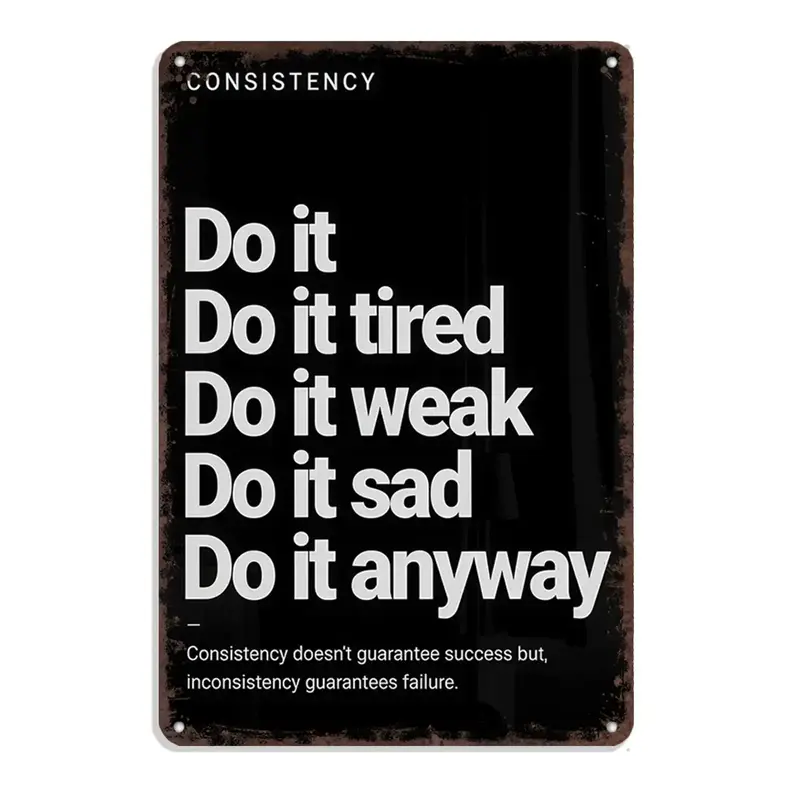Vintage Retro Aluminium Motivational Plaque Sign - 8x12 in Pre-Drilled Durable Metal Wall Decor, Retro Text "Do It Anyway" Athletic Cue, Black & White Classic Finish Easy-Install Gift for Fitness Users