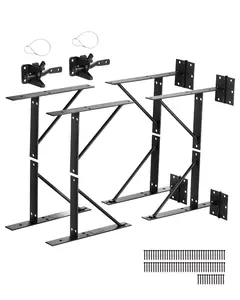 【DealsForYouDays】VEVOR Gate Corner Brace Bracket, 2 Sets Anti-Sag Hardware Kit with Latch Lock, Full Accessories, Triangular Support, 2 x 4 in & Above Shed Gates, Easy Installation Iron Black Fasteners