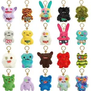 12cm Creepy Cute Monster Plush Keychain, Ugly Weird Fluffy Stuffed Doll Pendant, Gothic Aesthetic Backpack Charm Gift for Teens Kids