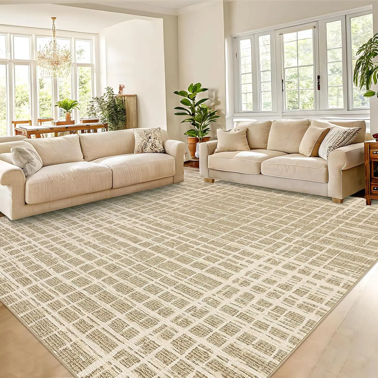 Modern Geometric Carpet Abstract Striped Rug with Anti-slip Backing Soft Anti-shedding Rug for Bedroom Corridor Office Living Room Decoration, Entryway Rug Runner, Indoor Entryway Rugs