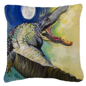 212 MAIN Alligator Fabric Decorative Pillow - Artist-Created Unique Wildlife Motif, Fade-Resistant, Indoor/Outdoor Home Decor Cushion for Decoration, Throw Use