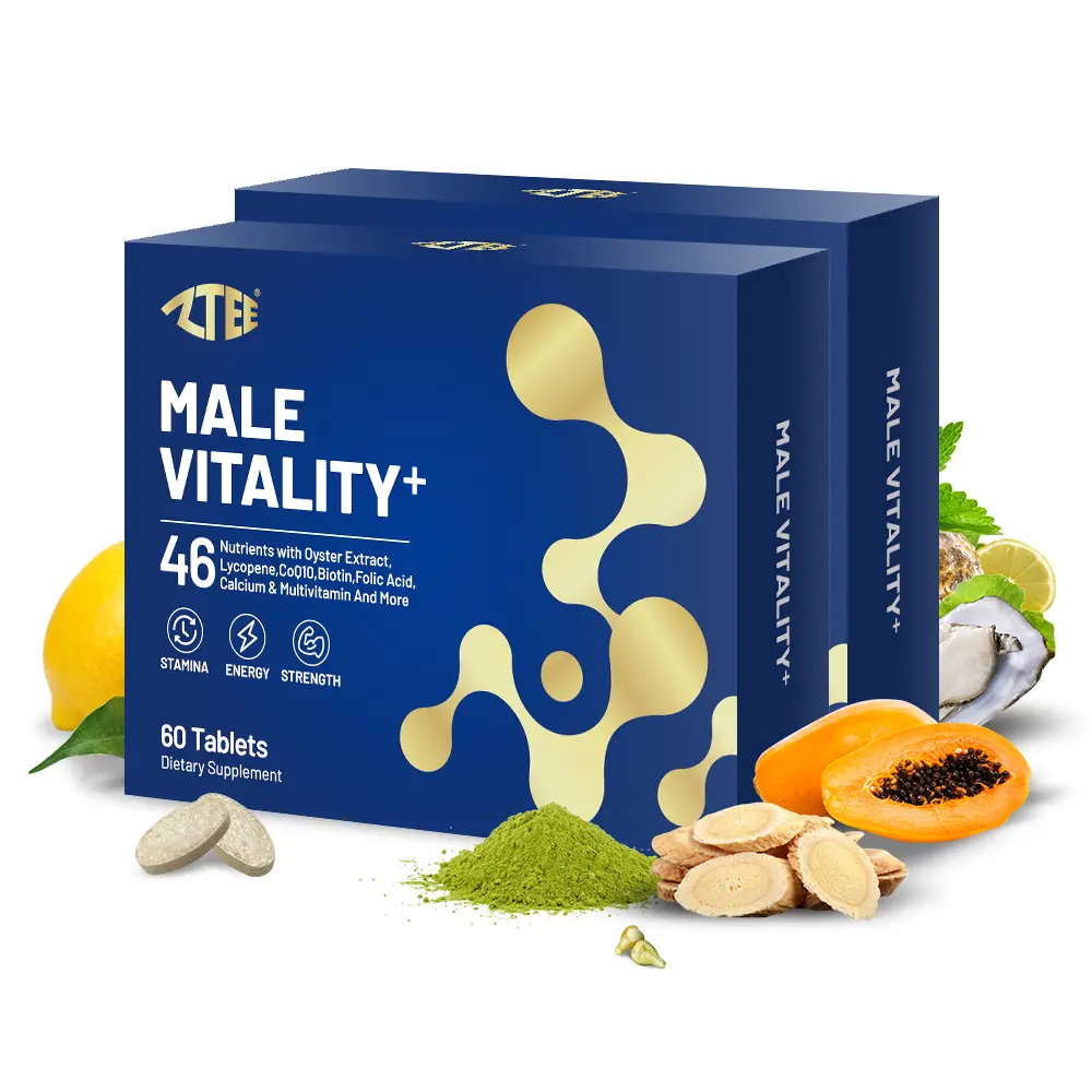 Male Vitality+ Support Male Vitality Comprehensive Functional Health & Strength Training | 46-in-1 Formula | Contain Oyster Extract Artichoke CoQ10 Multivitamins Saw palmetto Grape Seed And More | Total Men’s Health Support