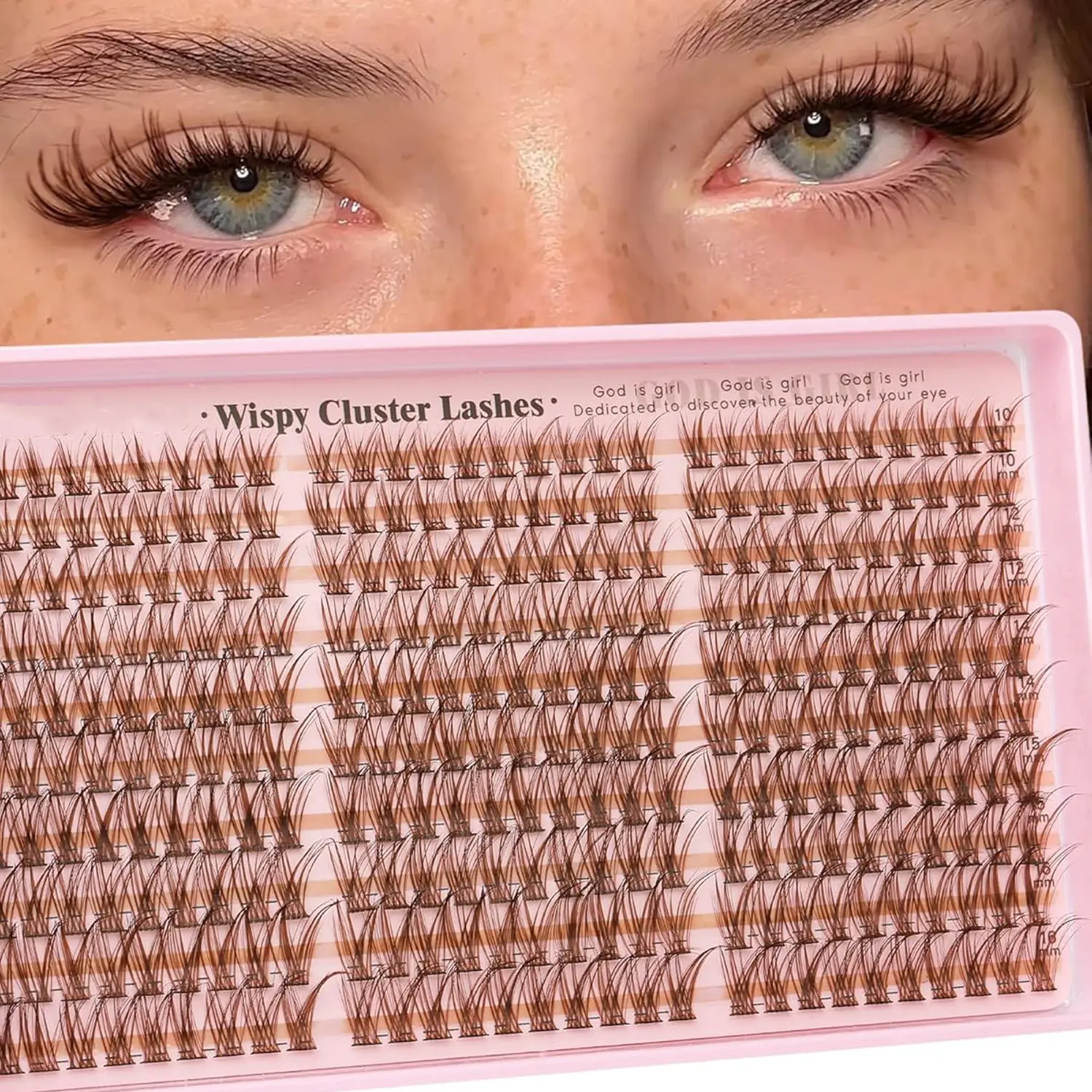 BROWN Natural Fluttering Eyelash Clusters, Anime Lashes, Pointed Single Row Extensions, C Curl Individual Lashes, DIY Home Application, 300 Pcs, Fluffy Eyelash Clusters, Cosmetic Eyelash