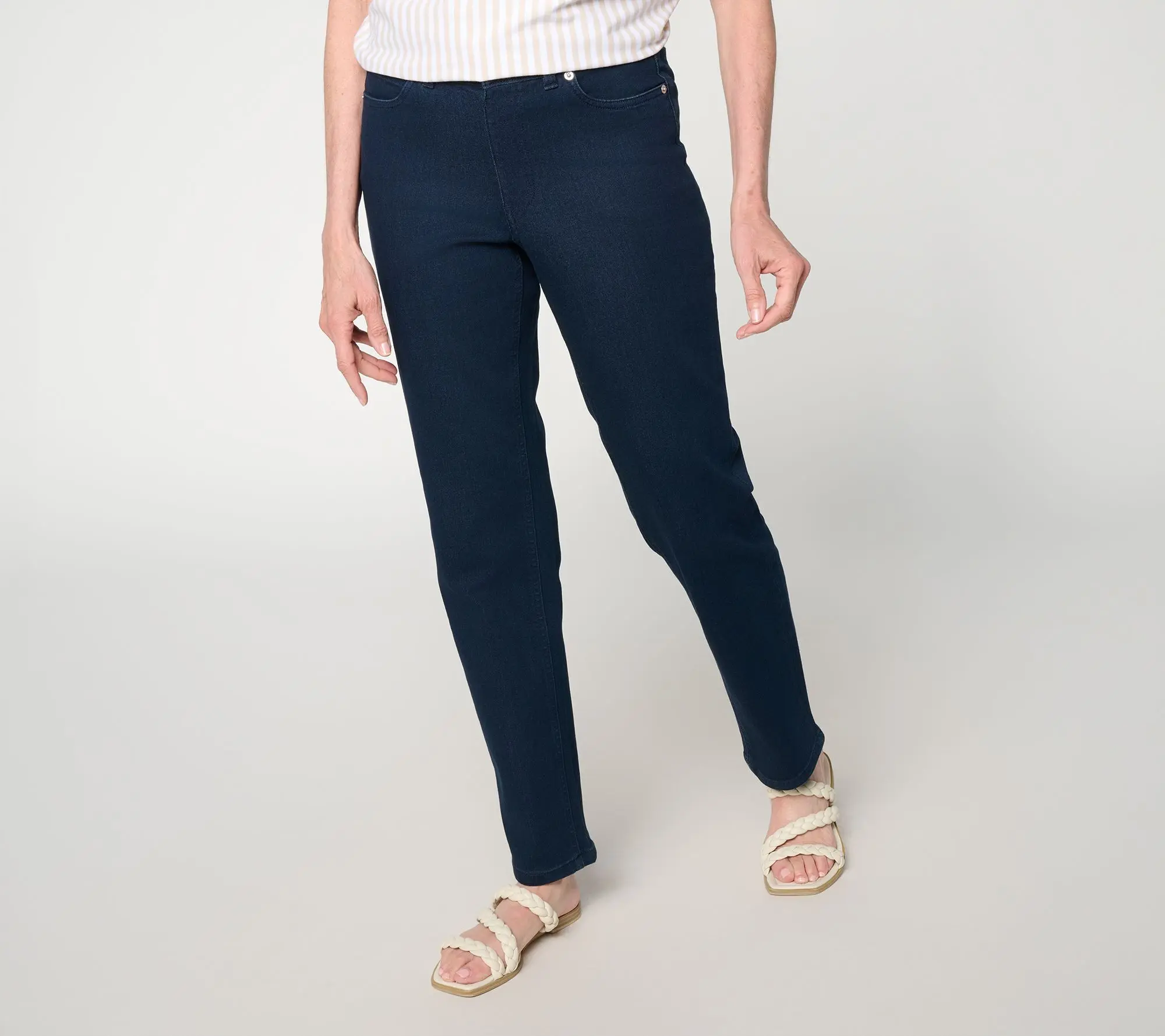 Denim & Co. Regular Indigo So Soft Denim Straight Leg Jeans