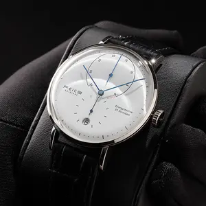 FEICE Men's 41mm Minimalist Slimline Bauhaus Mechanical Dress Watch - Analog Display, Automatic, Waterproof, Bamboo Print Band, Dome Mirror, Date Calendar, 35-Hour Power Reserve, Accurate Timing, for Casual Use, Minimalist Mechanical Watches, Slimline Mec