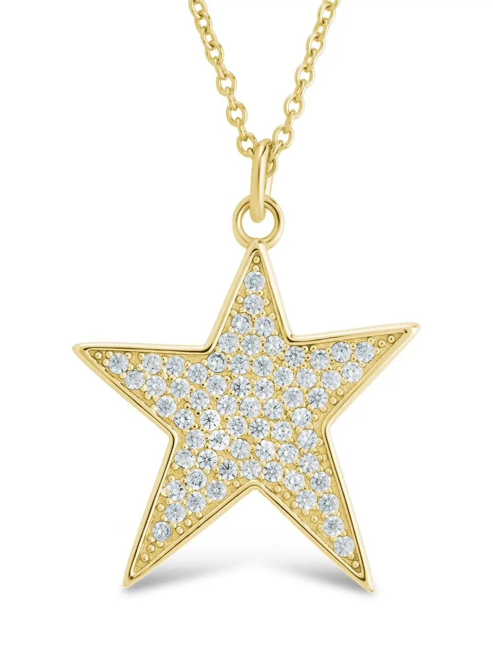 Dainty Star Necklace for Women, Gold Plated Pave CZ Pendant with a Sparkly Look, Adjustable 16-18" Chain for Everyday Wear, Gold Plated Necklace, 16” Length, Female Jewelry, Star Shape