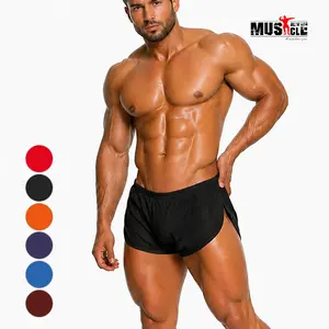 Men's Fitted Chic Style Mesh Athletic Shorts, Nylon Smooth Fabric, Large Split Sides, Fitness Training Cheeky Lounge Shorts,summervibes