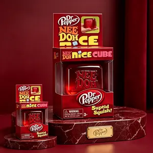 2026 NEW Needoh Nice Cube Water Drop Squeeze Toy Dr Pepper, Red Stylish Sensory Stress Relief Ball, Soft Squishy Fidget Toy, Relaxing Anxiety Reducing Hand Toy, Perfect Gift for All Ages