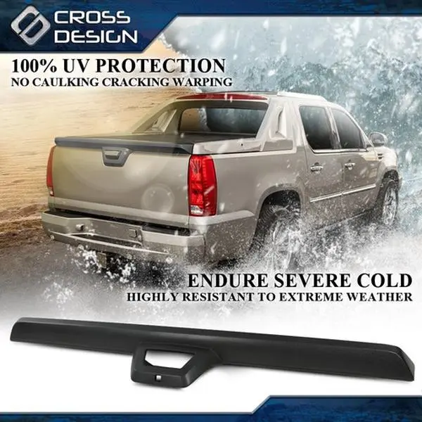CROSSDESIGN ABS Plastic Tailgate Cap Molding Spoiler with Camera Hole - 1pc Factory Direct Durable Automotive Accessory for 2007-2013 Avalanche & Escalade EXT Auto Body Replacement, Truck Car Exterior Decoration
