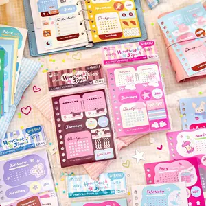 Self-Fill Monthly Calendar Stickers, Heartbeat Signal Series, Korean Style Illustration Handmade Journal Stickers, Sticker Packs