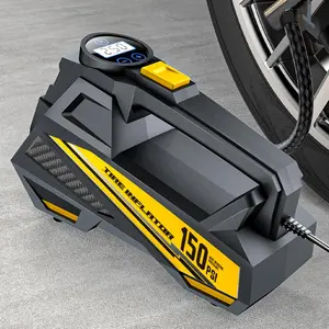 CARSUN Portable Car Tire Pressure Inflator Pump, Tire Pressure Monitor, 12V 150PSI Digital Display Corded Air Pump with LED Lighting, Air Compressor for Bike, Automotive Maintenance Tools, Boyfriend Gift