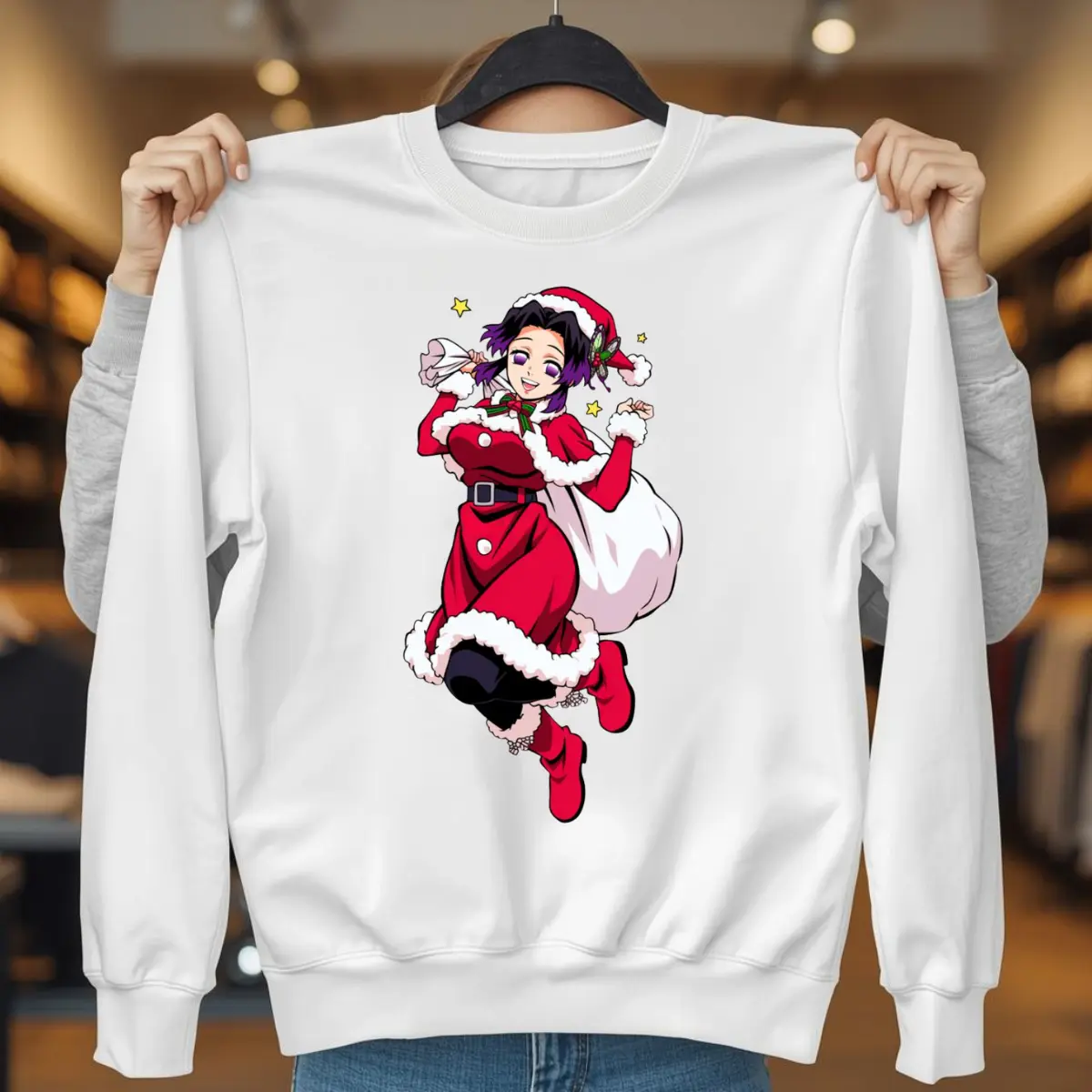 Ver 2 Shinobu Kocho Christmast Sweatshirt, Demon Slayer Christmast Shirt, Shinobu Sweatshirt, Gift For Anime Fan, For Men, For Women