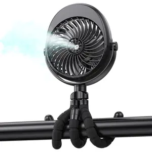 F002 Misting Fan, 270° & 360° Pivoting Portable Fan, Battery Operated USB Fan, Handheld Misting Fan, with Flexible Tripod Clip on Car Seat  Bike