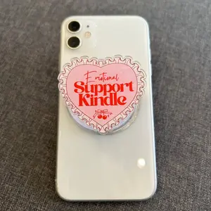Coquette Heart “Emotional Support Kindle” MagSafe Phone Grip – Cute Pink Book Lover Magnetic Pop Socket & Kickstand – Reader Aesthetic Phone & Kindle Accessory Gift