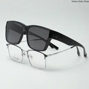 XUH TR90 Fit-Over Square UV400 Sunglasses - Lightweight, UV-Resistant UV Men's Sunglasses, Prescription Eyeglass-Compatible Unisex Eyewear for Driving, Outdoor Use, Uv-Resistant Men's Sunglasses
